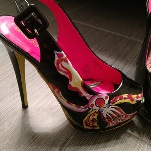 Ed Hardy peep toe slingbacks